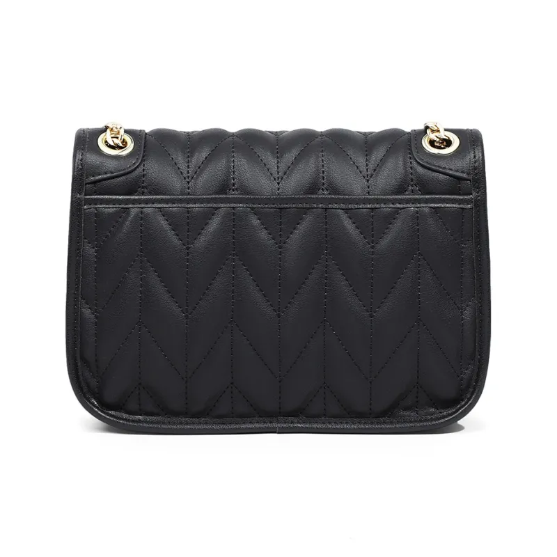 MILLIE'S Cow Leather Patchwork Synthetic Leather Crossbody Bag Shoulder Bag Small Square Bag Regular Women's Black-6
