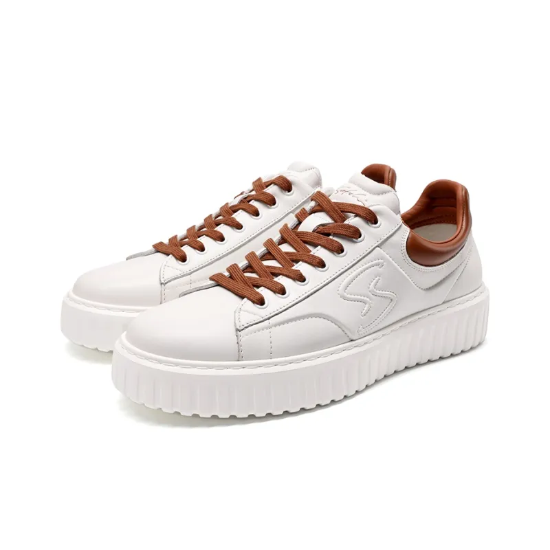 Satchi Skateboard Shoes Men's White Brown 3CM-2