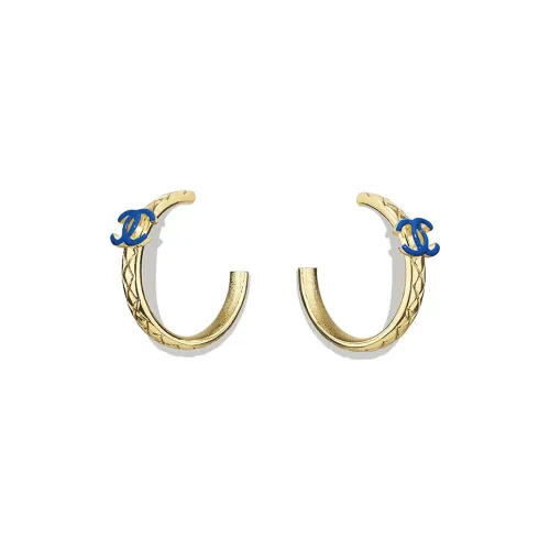 CHANEL Earrings Women's Gold/Blue