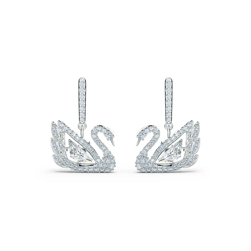 Swarovski Artificial Crystal Earrings Women's White-0
