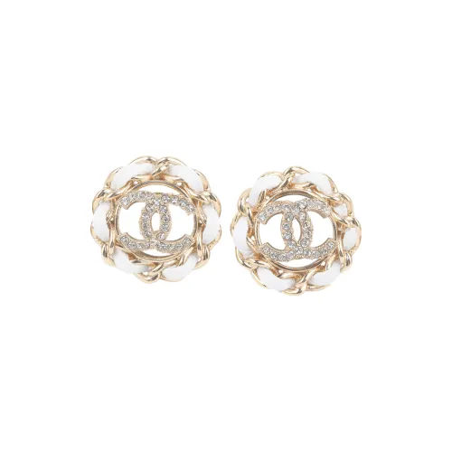 CHANEL Earrings Women's Gold White