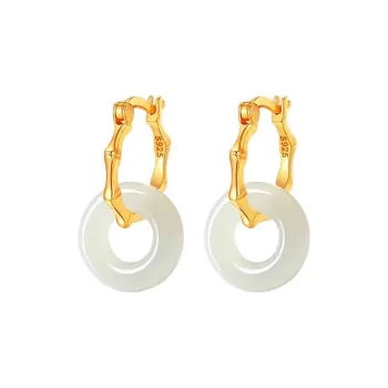 Xiaoyinjiang S925 Silver And Field Jade Earrings Women's
