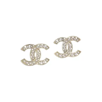 CHANEL Logo Cc Pearl Earrings