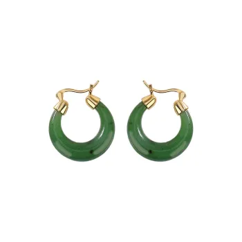 HENGTAIZHUBAO Hetian Jade Earrings Green Jade Women's