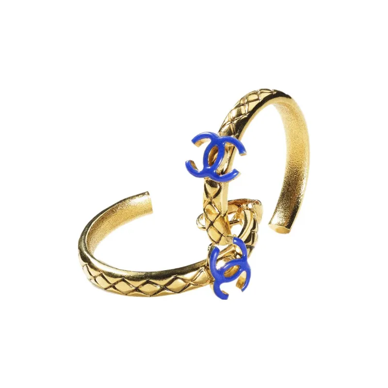 CHANEL Earrings Women's Gold/Blue-1