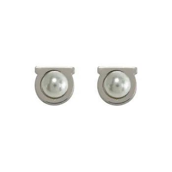 FERRAGAMO Brass Earrings Women's Silver