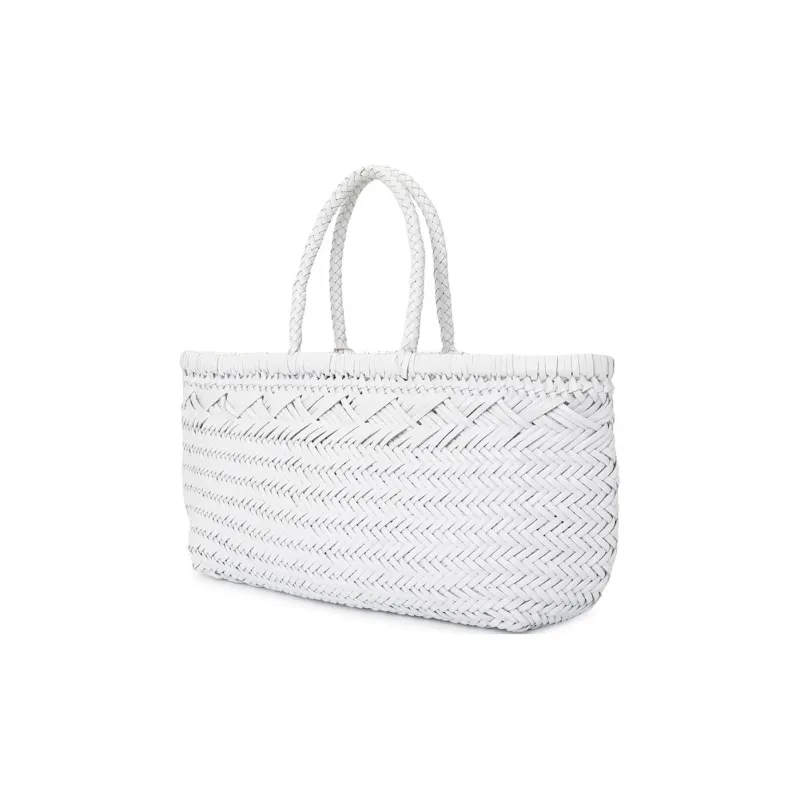 Dragon Diffusion Smooth Buffalo Leather Basket Handbag Tubas Women's White-1