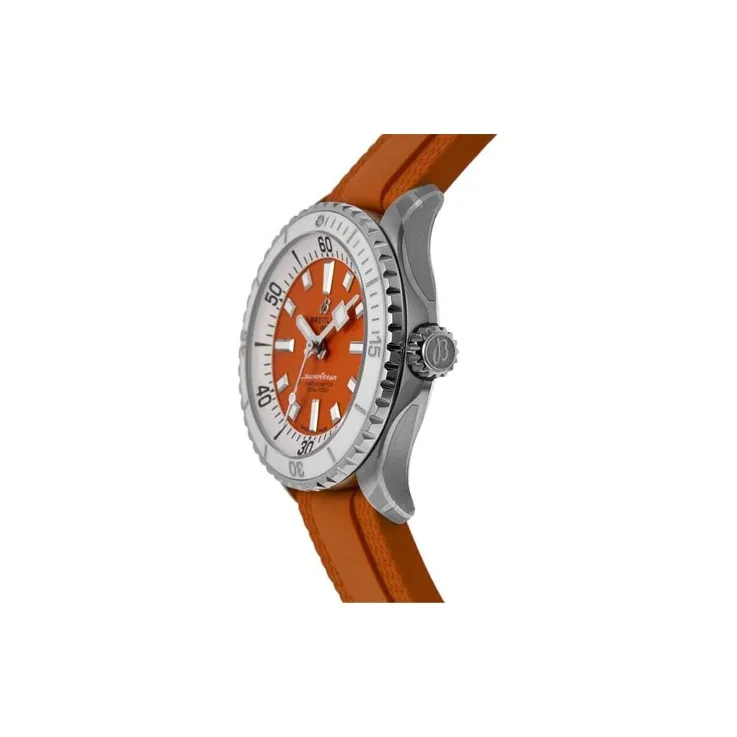 BREITLING Super Ocean Collection Automatic Mechanical Movement Unisex Watch 36mm Orange Watch Dial Stainless Steel Case-1