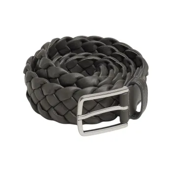Bottega Veneta Solid Color Design Leather Belts Men's Black Width 3CM