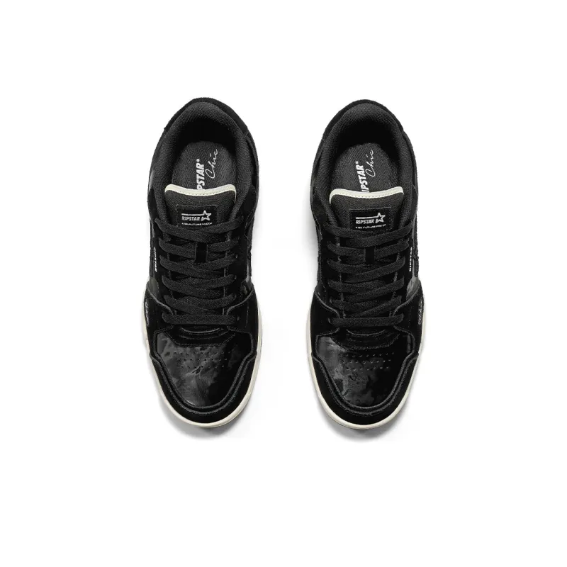 RIPSTAR SKBD Chic Metallic Black Slip Resistant Shock Absorbers Low Top Sports Skateboard Shoes Unisex Metallic Black-4