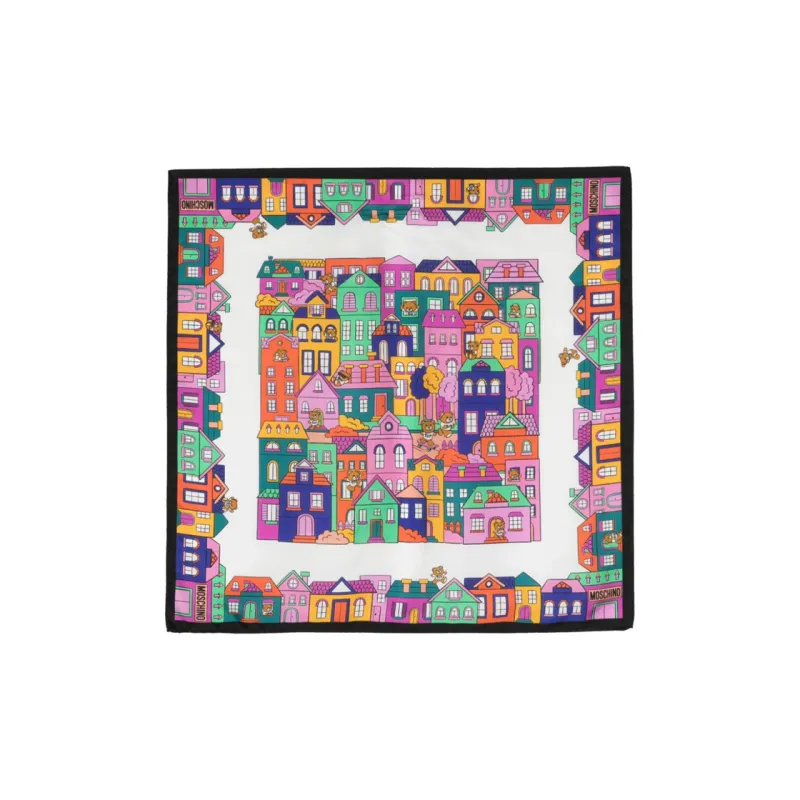 MOSCHINO Teddy Bear-print Silk Scarf-0