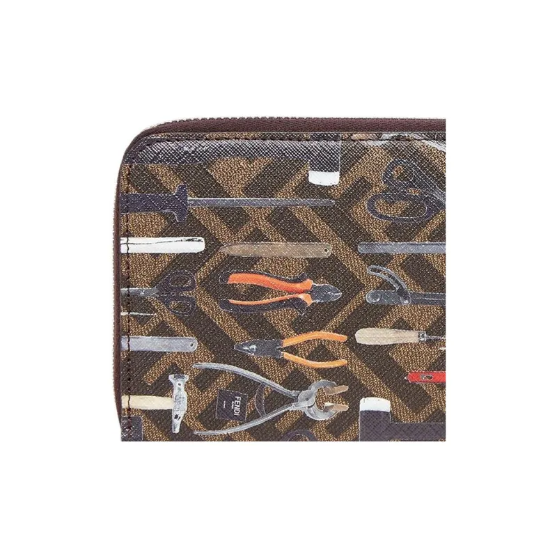 FENDI Canvas Wallet Men's Brown-3