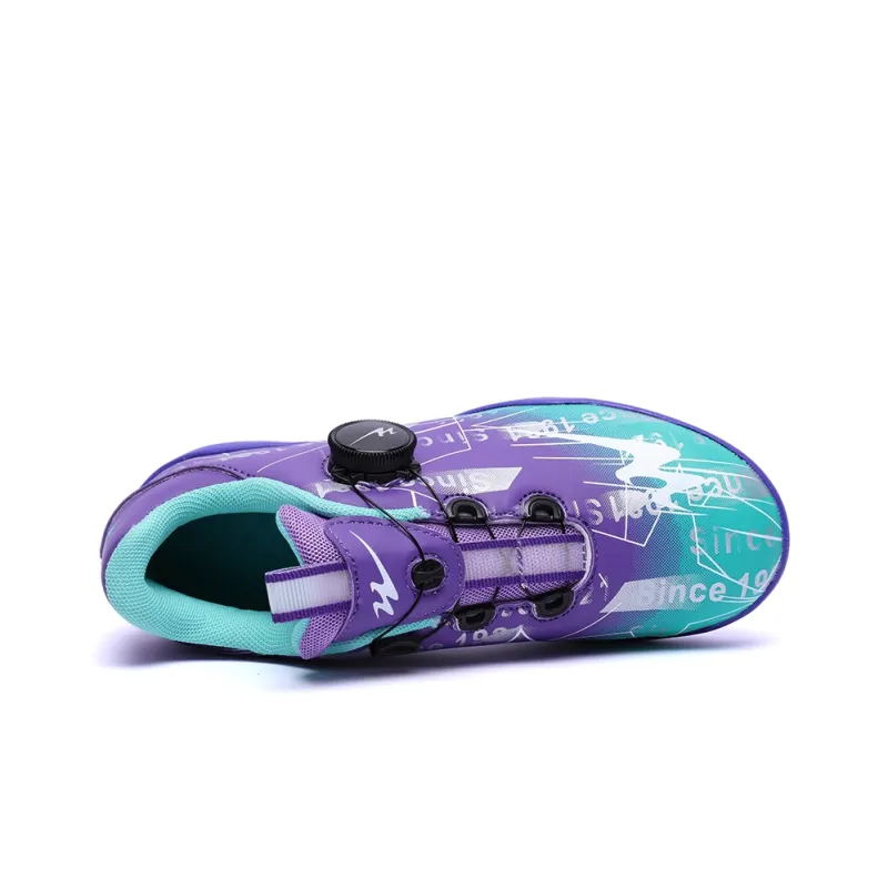 Binary Soccer Shoes Women's Low Top Purple Blue-6