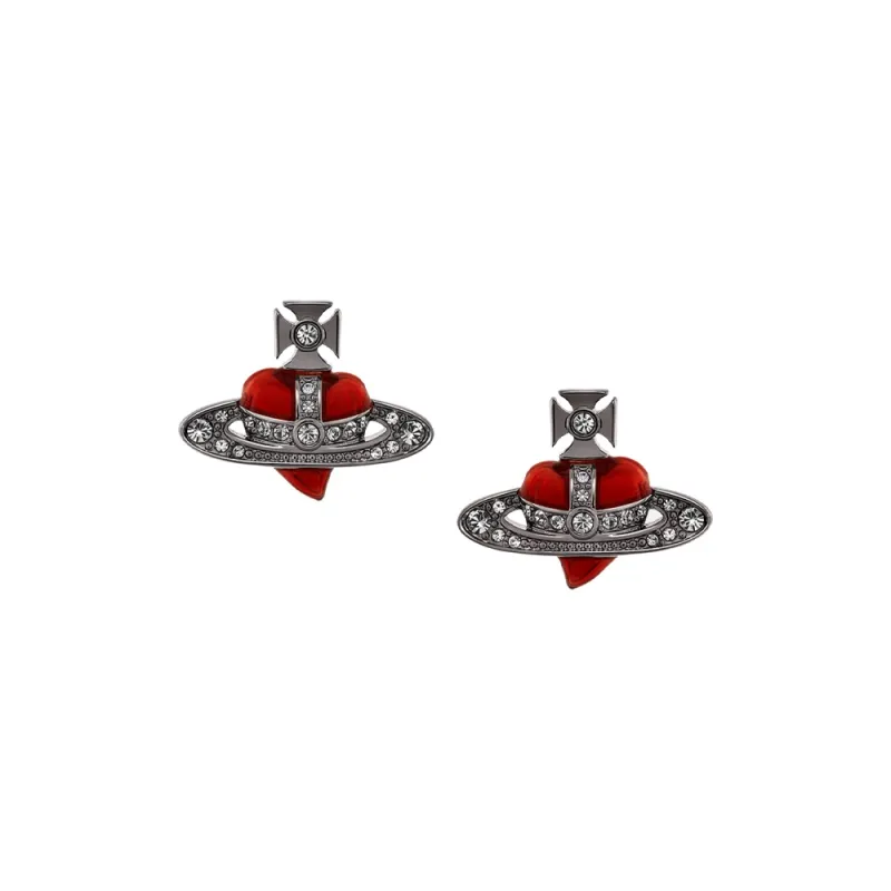 Vivienne Westwood Brass Crystal Enamel Earrings Women's Red-0