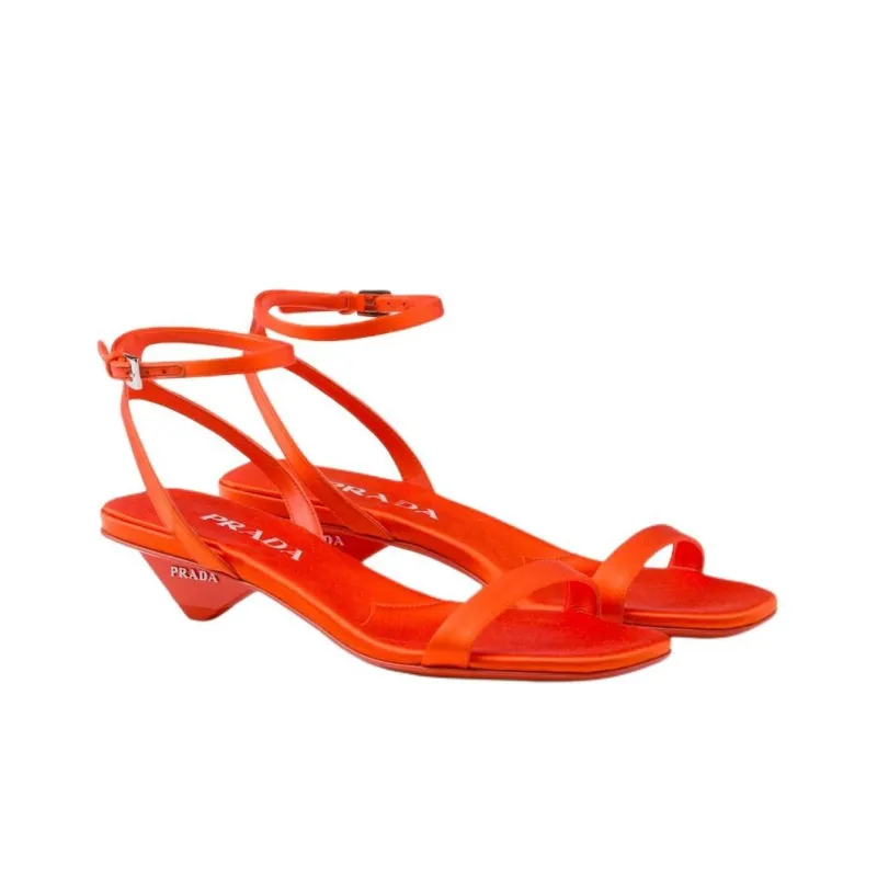 PRADA Triangle-heel Satin Sandals-2