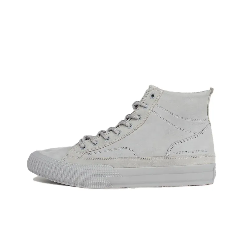 Tommy Hilfiger High-Top Skateboard Shoes Men's Silver Gray-0