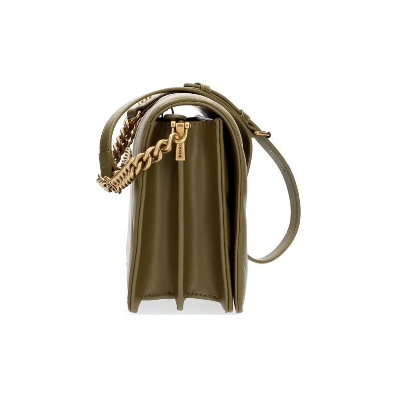 PINKO Sheepskin Crossbody Bag, Shoulder Bag Women's Olive Green-3