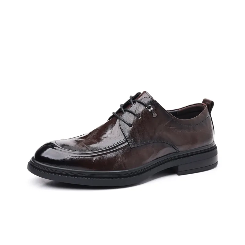 XIAOTOULANG Dress Shoes Men Low Top Black/Brown-5