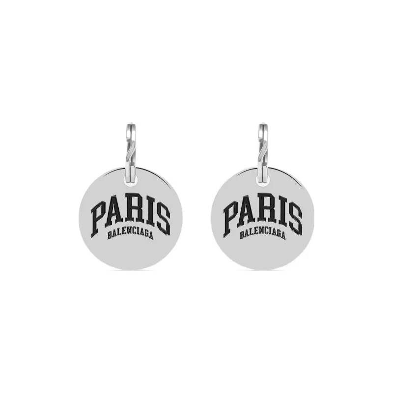 Balenciaga PARIS Earrings Men Silver-0