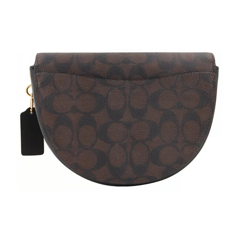 COACH Ellen Leather Shoulder Bag Saddle Bag Crossbody Bag Small Size Women's Dark Brown Monogram-2