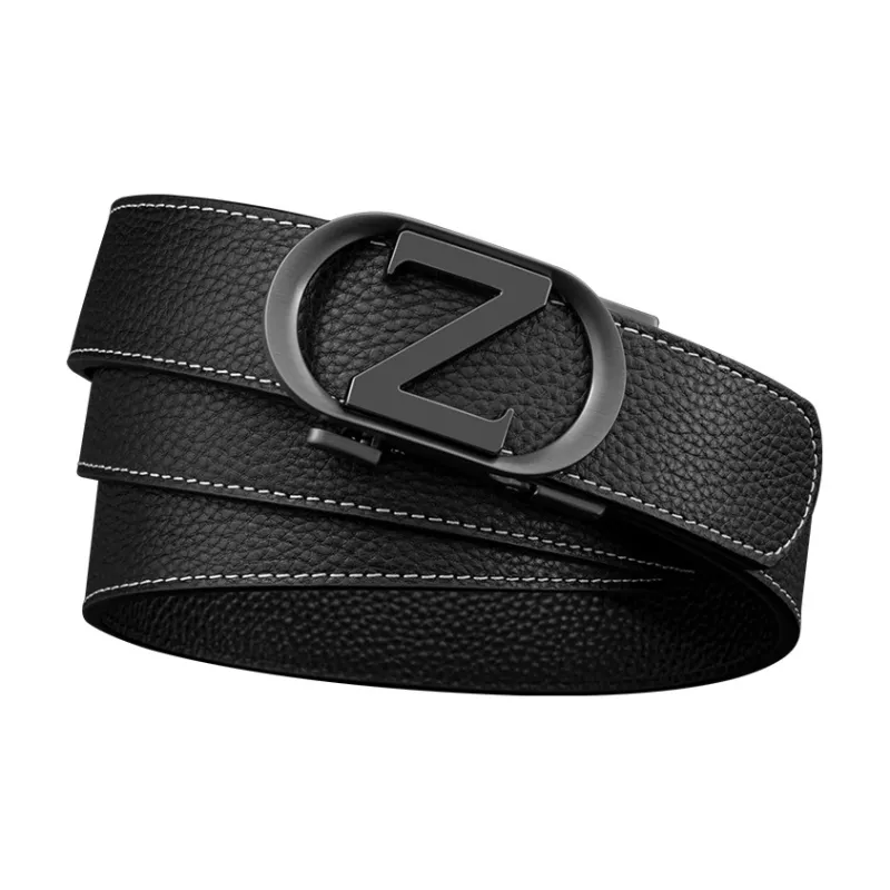 LUCKY LION Middle Aged Automatic Buckle Business Advanced Elegant Leather Belts Men's-10