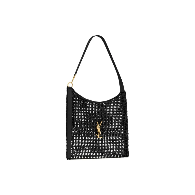 SAINT LAURENT Raffia Handbag, Shoulder Bag Men's Black-1