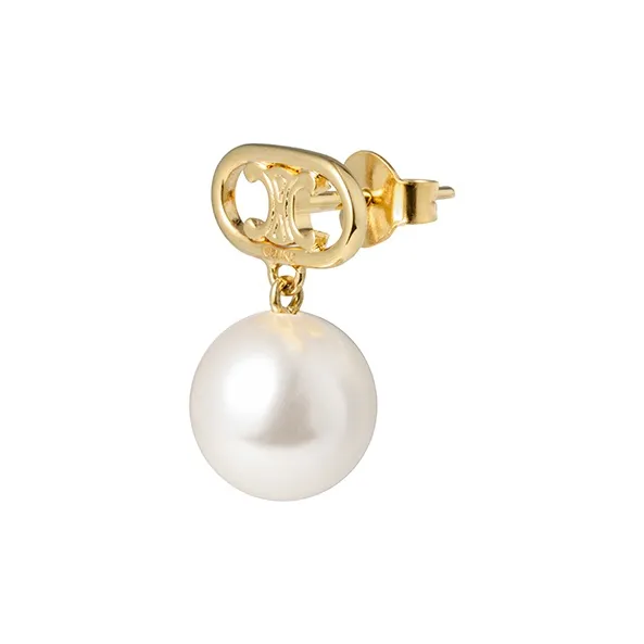 CELINE Les Perles CELINE Earrings In Brass With Gold Finish And Glass Pearls-5