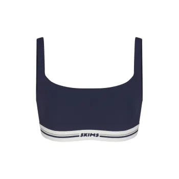 SKIMS FITS EVERYBODY Series LOGO STRAIGHT NECK BRALETTE Bra Women's NAVY/Marine Blue