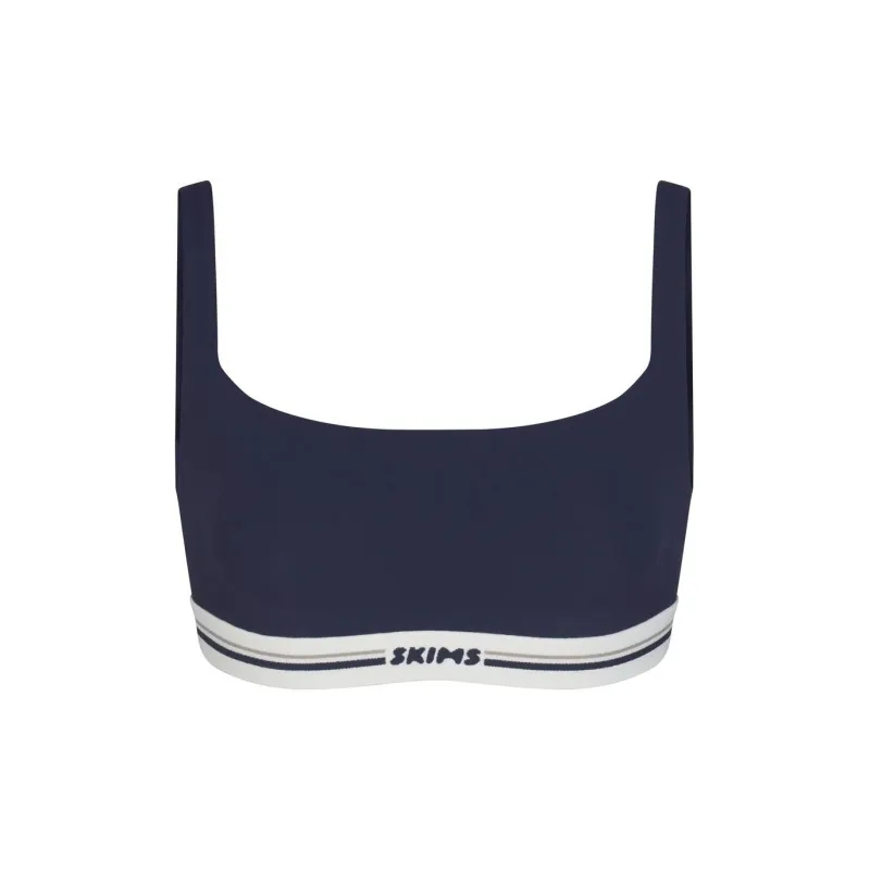 SKIMS FITS EVERYBODY Series LOGO STRAIGHT NECK BRALETTE Bra Women's NAVY/Marine Blue-0