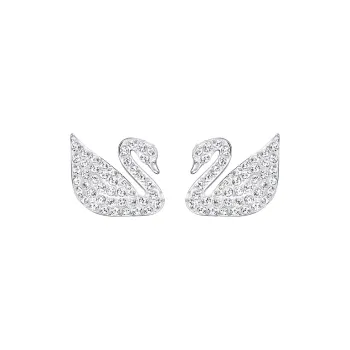 Swarovski Swan Rhodium Plated Earrings Women's White