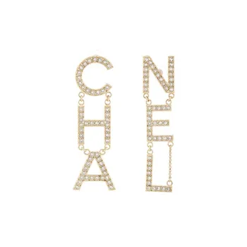 CHANEL Diamantes Letter Earrings