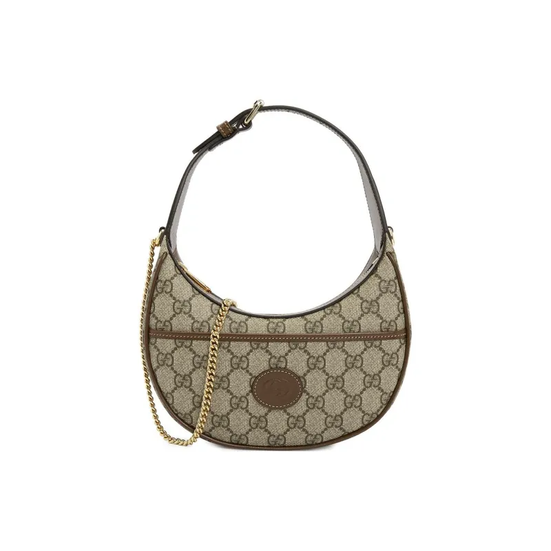 GUCCI Canvas With Leather Binding Crescent Bag, Handbag, Shoulder Bag Women's-1