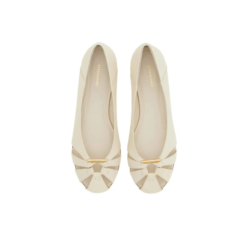 FERRAGAMO Gancini Ornament Flat Ballerina Shoes-3