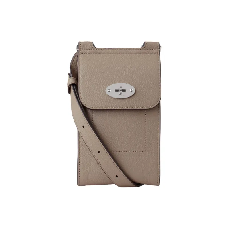 Mulberry Grained Leather Cell Phone Pouch Shoulder Bag Crossbody Bag Mini Men's Sand White-0