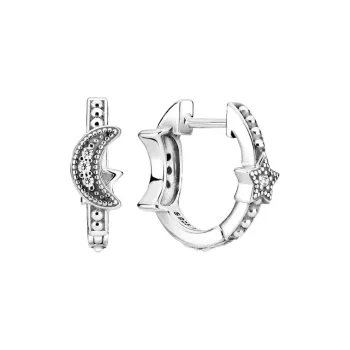 Pandora 925 Sterling Silver Earrings Women's Silver White