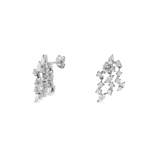 Agatha Earrings Women's Silver Fringe Waterfall