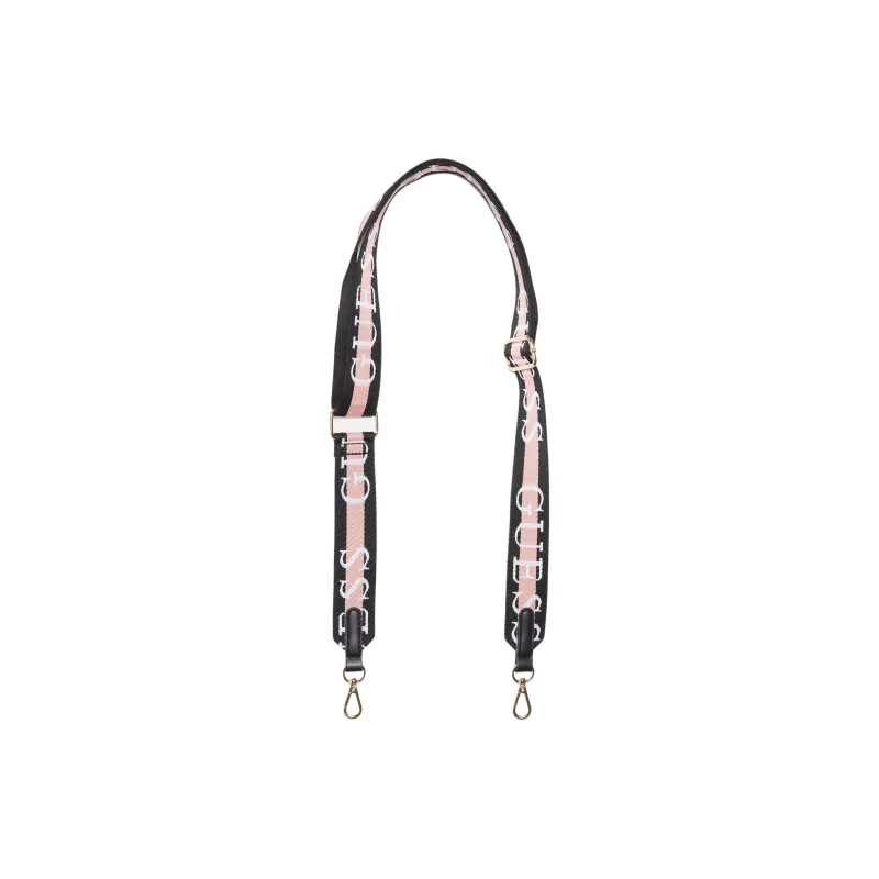 GUESS Artificial Leather Webbing Strap Shoulder Strap Bag Strap Mini Unisex Pink Black-0