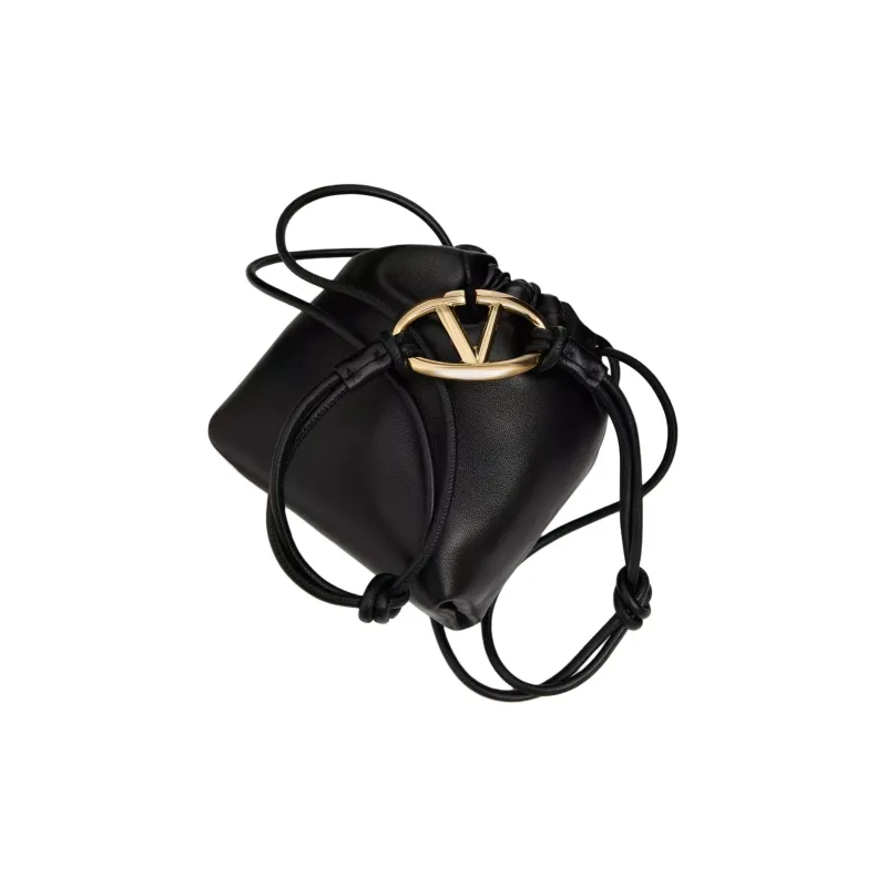 Valentino Nappa Leather Bucket Bags Shoulder Bag Crossbody Bag Mini Women's Black-4