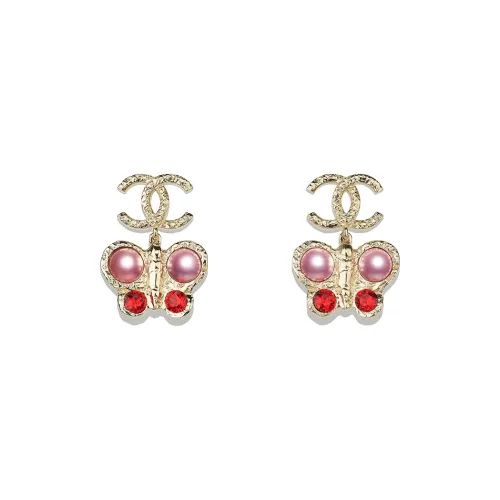 CHANEL Earrings Women's Gold/Pink