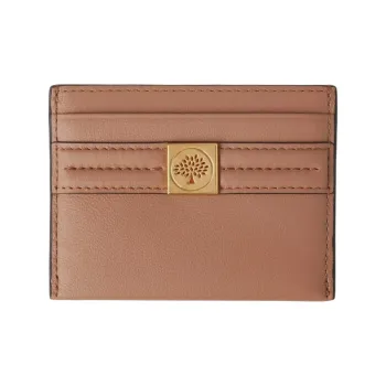 Mulberry Grained Leather Credit Card Holder Card Case Women's Light Brown