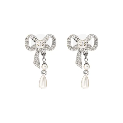 CHANEL CC Earrings Women's Silver