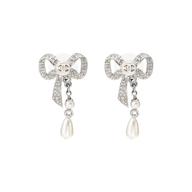CHANEL CC Earrings Women's Silver-0