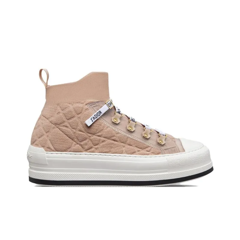 DIOR Walk'n'Dior Platform Shoes Anti-Slip Wear-Resistant High-Top Skateboard Shoes Women's Pink White-1