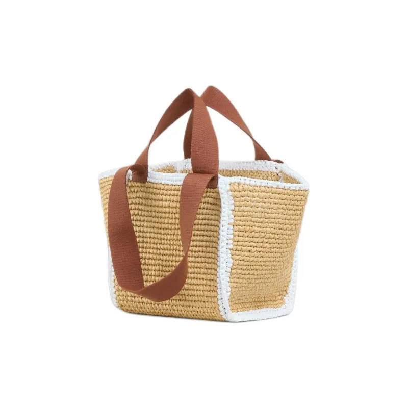 MARNI Logo Embroidered Woven Top Handle Bag-2