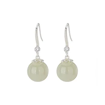 QLADY Earrings Green Jade Women's