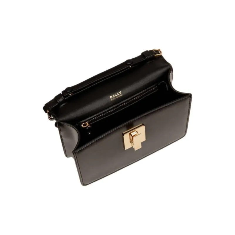 BALLY Patent Leather Calfskin Shoulder Bag, Crossbody Bag, Handbag Mini Women's Black-4
