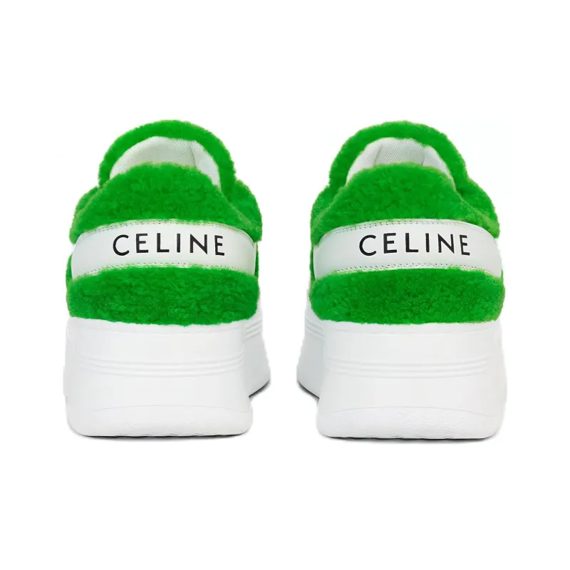CELINE Block Platform Shoes Women's White Green-3