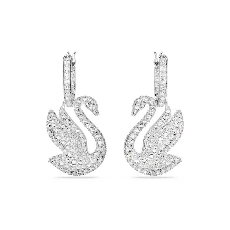 Swarovski Swan Hoop Earrings-1
