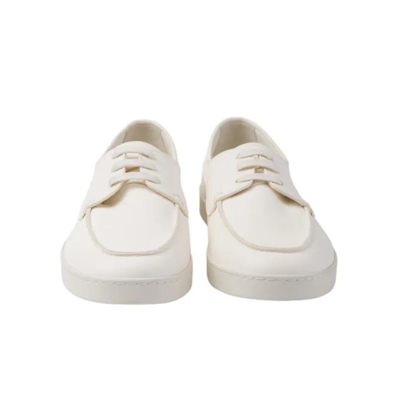 PRADA Lace-up Leather Loafers-4