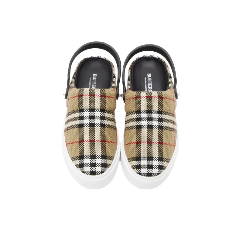 Burberry Rangleton Slingback Loafers Beige Check Women's-3
